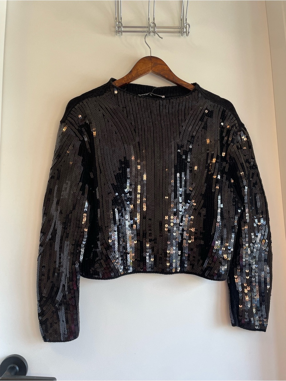 Zara Black Sequin women’s Crewneck size L